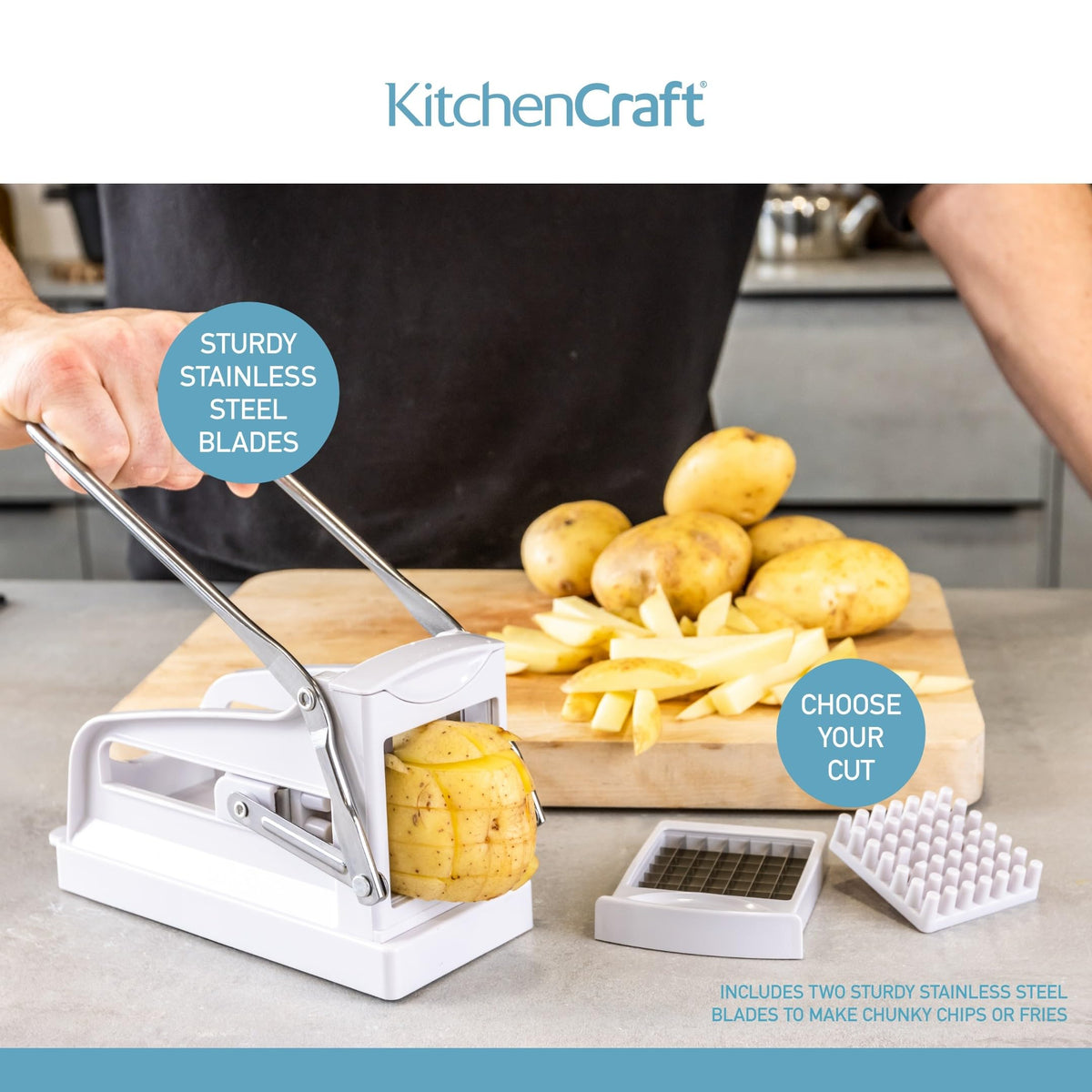 KitchenCraft Potato Chipper, Professional Chip Cutter